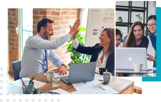 Contact Us 1 A startup team celebrating success in their workspace.